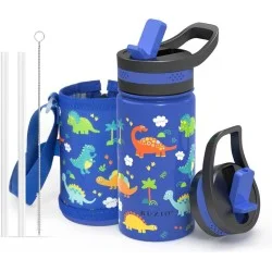 Buzio Kids Bottle with Straw Lid and Sleeve 500ML - Dinosaur